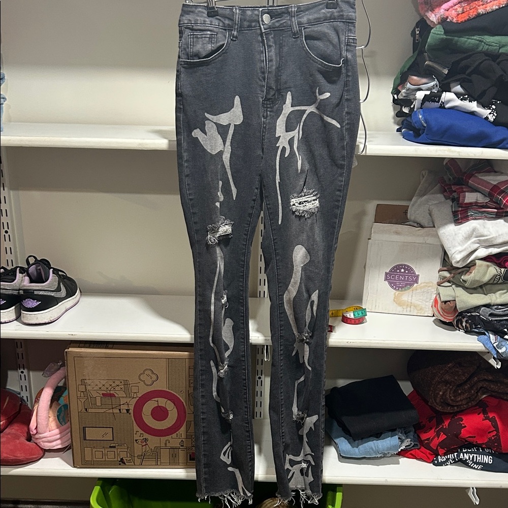 SHEIN Distressed Gray Women's Skinny Jeans